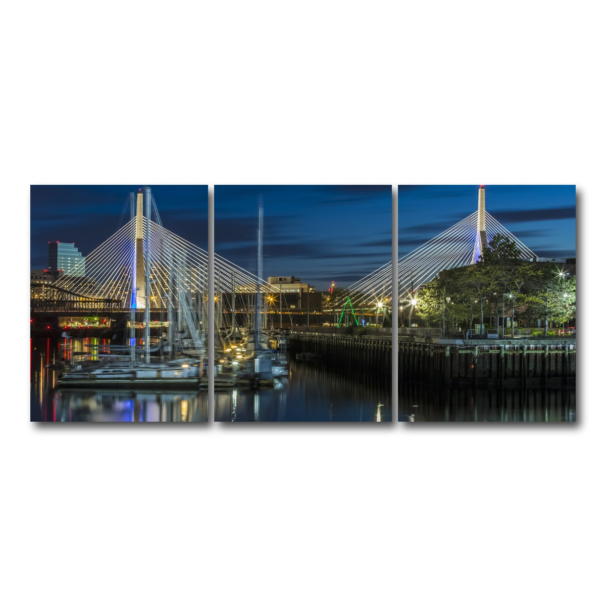 AUTO-MOCKUP WHITE | BOSTON Bunker Hill Bridge | 3 Piece | Gallery Wrap Canvas | group=18x24