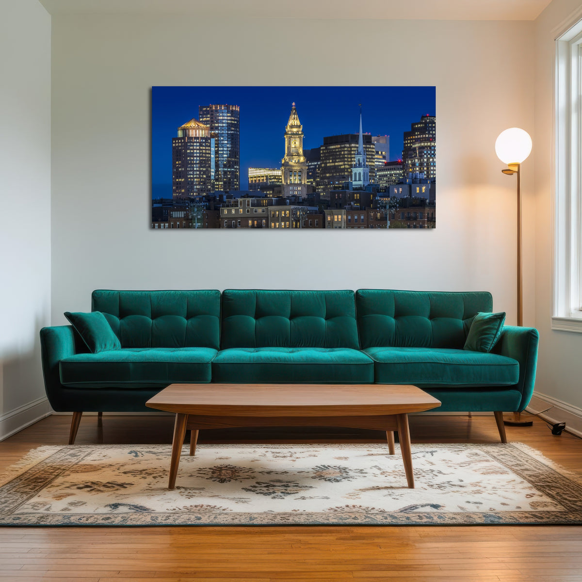 AUTO-MOCKUP ROOM | BOSTON Evening Skyline of North End & Financial District