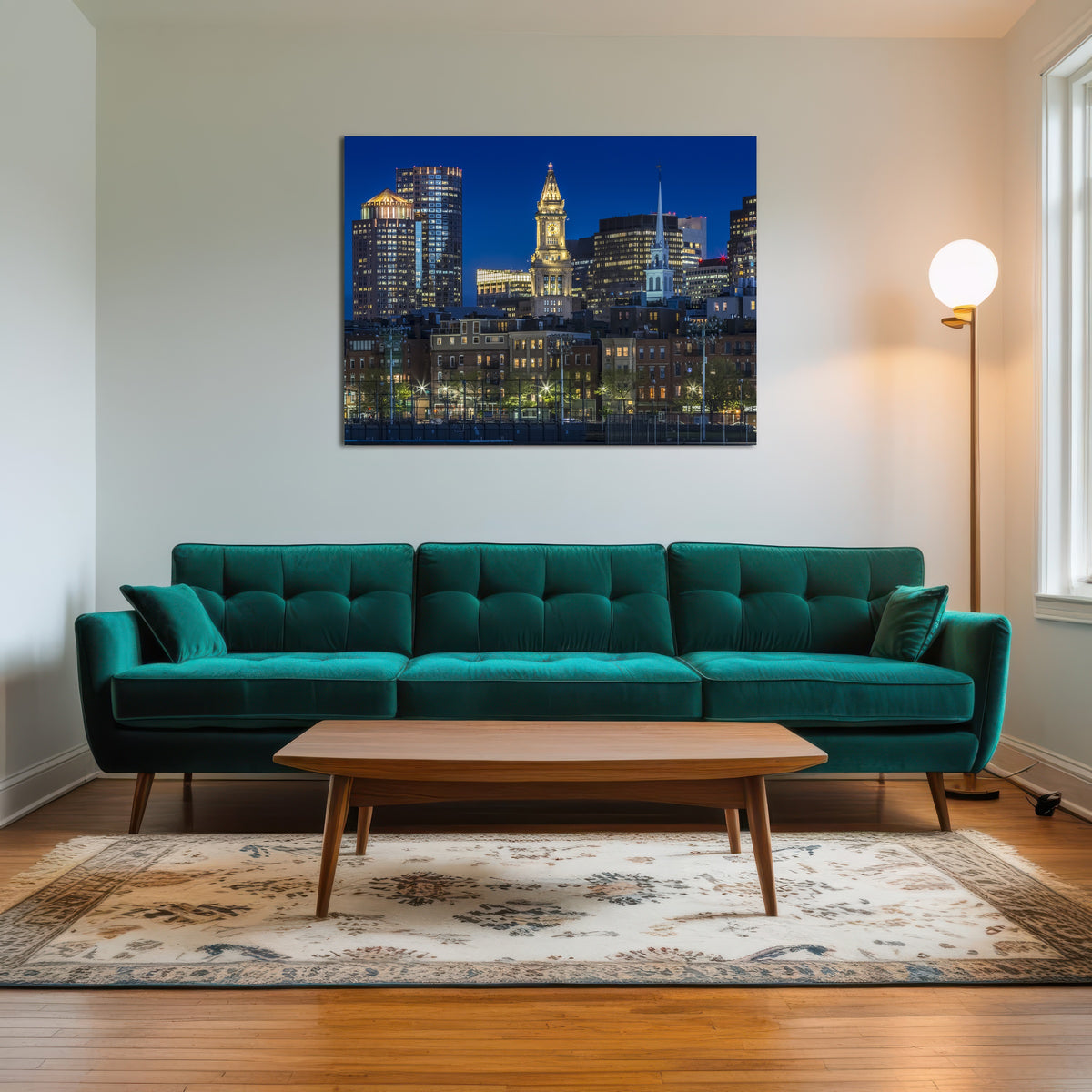 AUTO-MOCKUP ROOM | BOSTON Evening Skyline of North End & Financial District