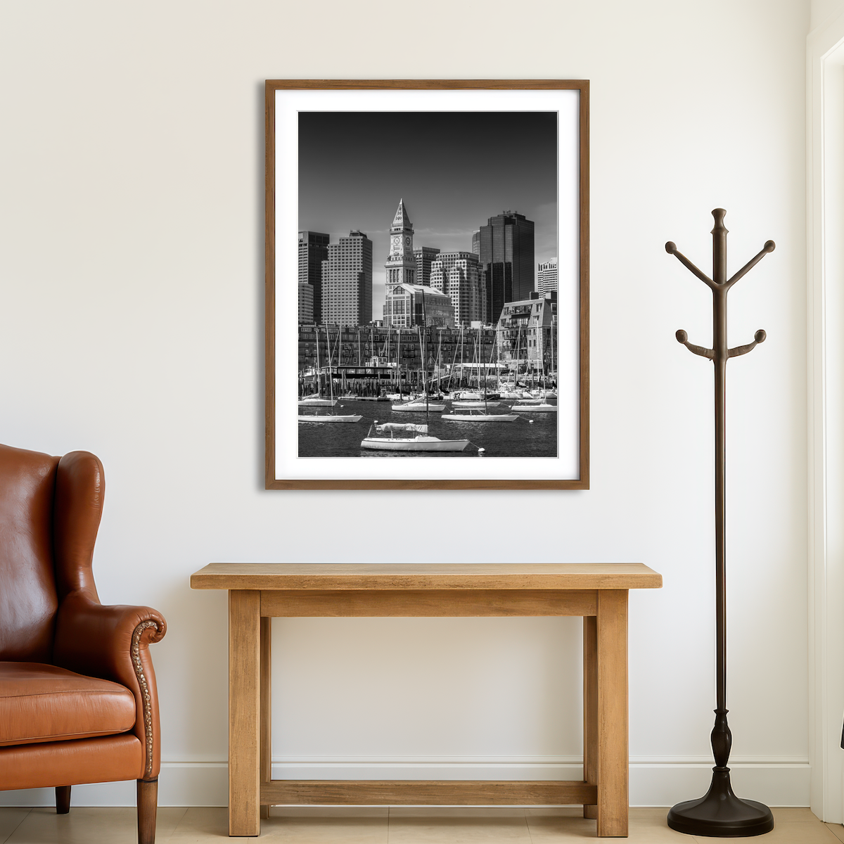 AUTO-MOCKUP ROOM | Boston Financial District Monochrome Wall Art