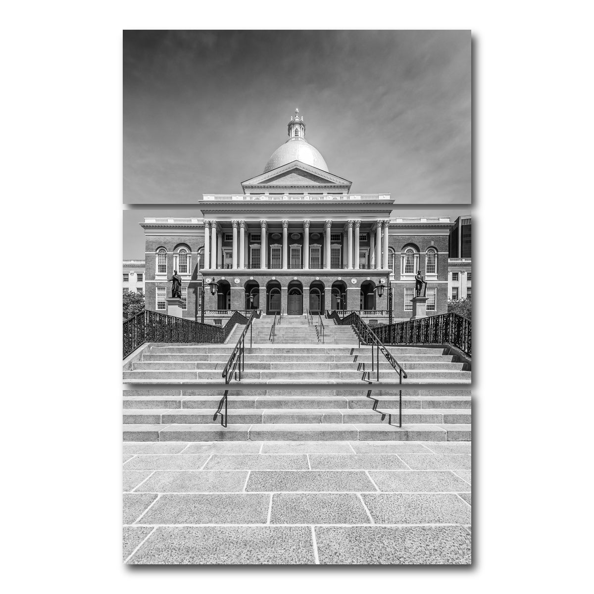 AUTO-MOCKUP WHITE | BOSTON Massachusetts State House | 3 Piece | Gallery Wrap Canvas | group=12x24_stacked