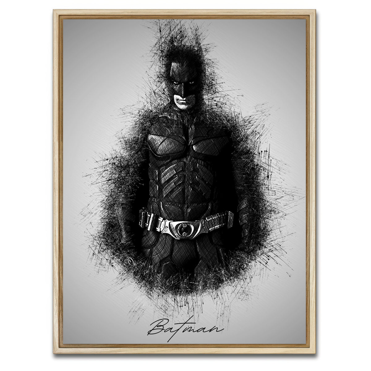 AUTO-MOCKUP WHITE | Batman Sketch | 1 Piece | Natural Framed Canvas | group=3x4