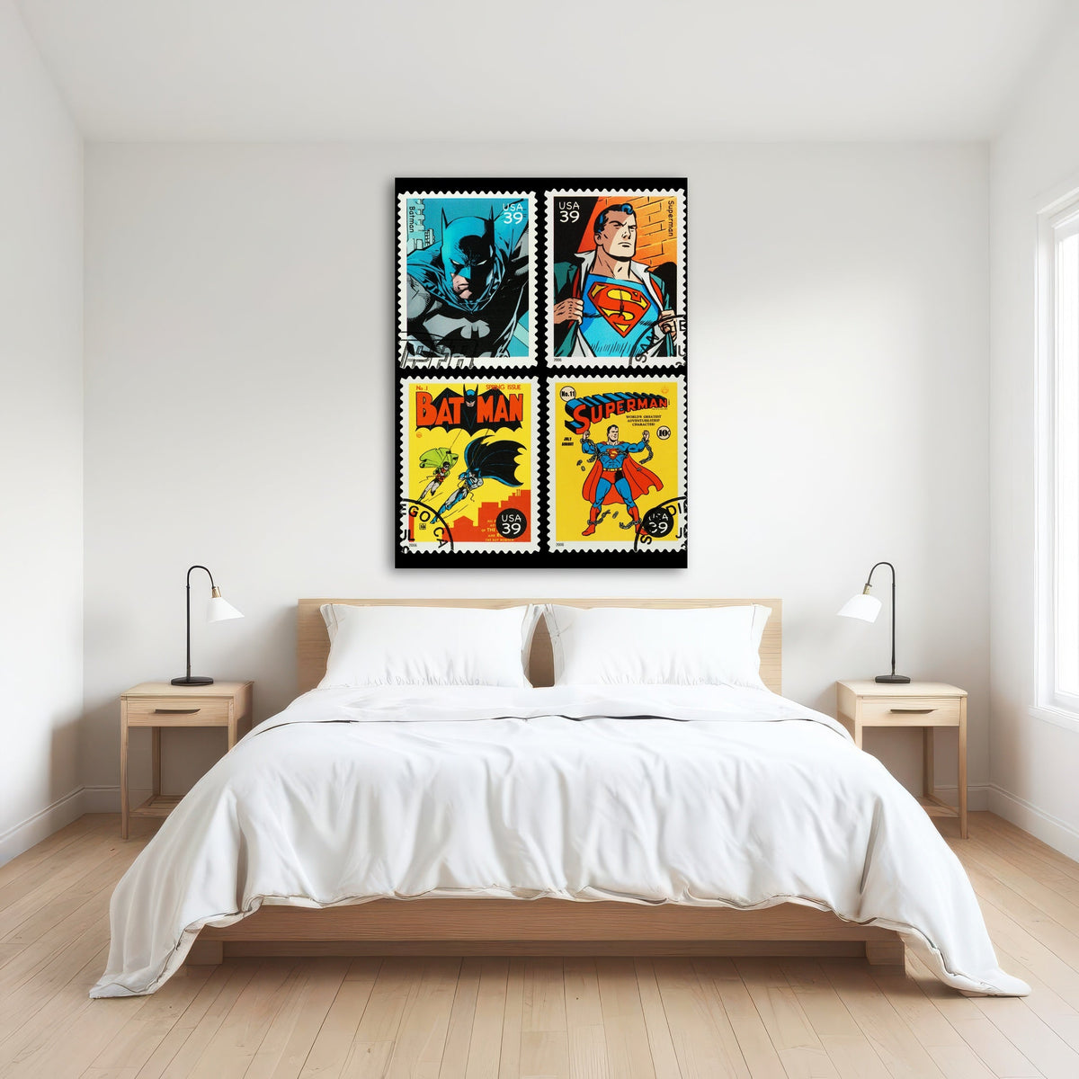 AUTO-MOCKUP ROOM | Batman and Superman Postage Stamps