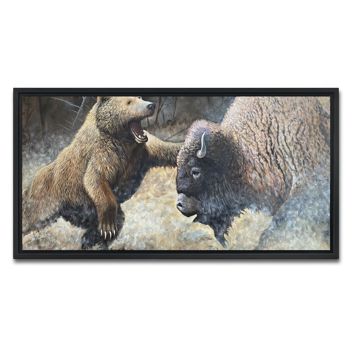 AUTO-MOCKUP WHITE | Bear and Buffalo | 1 Piece | Black Framed Canvas | group=2x1