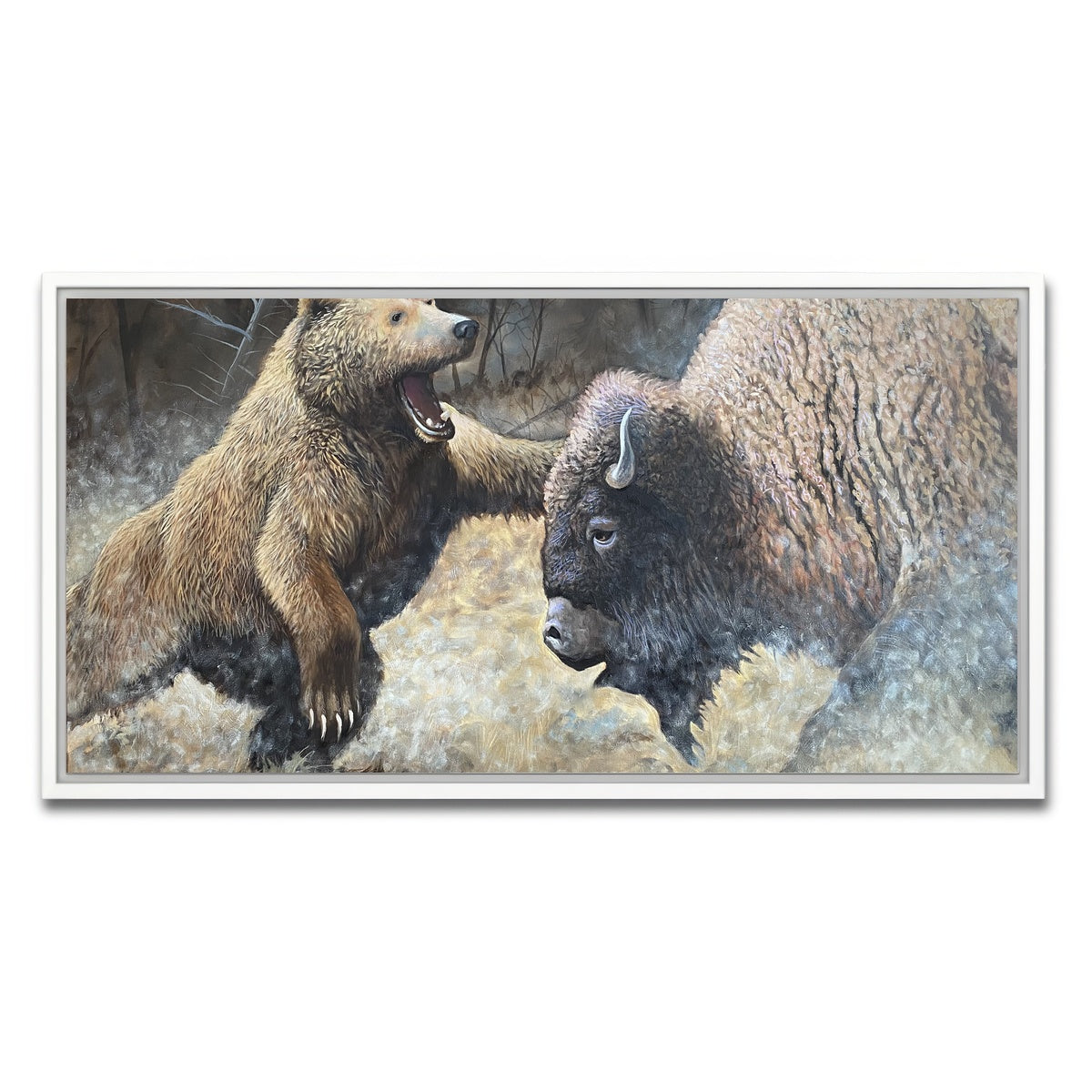 AUTO-MOCKUP WHITE | Bear and Buffalo | 1 Piece | White Framed Canvas | group=2x1