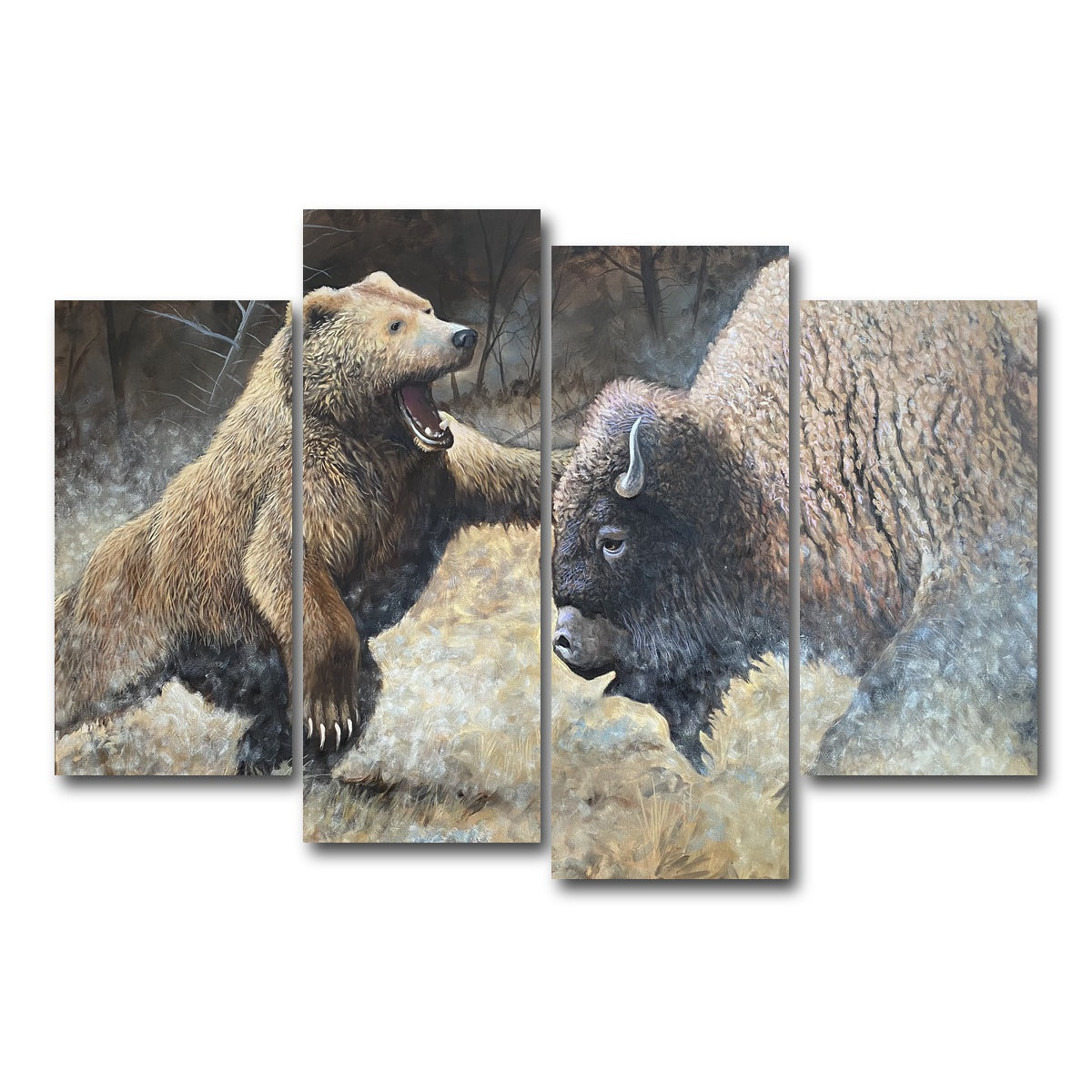 AUTO-MOCKUP WHITE | Bear and Buffalo | 4 Piece | Gallery Wrap Canvas | group=4_short