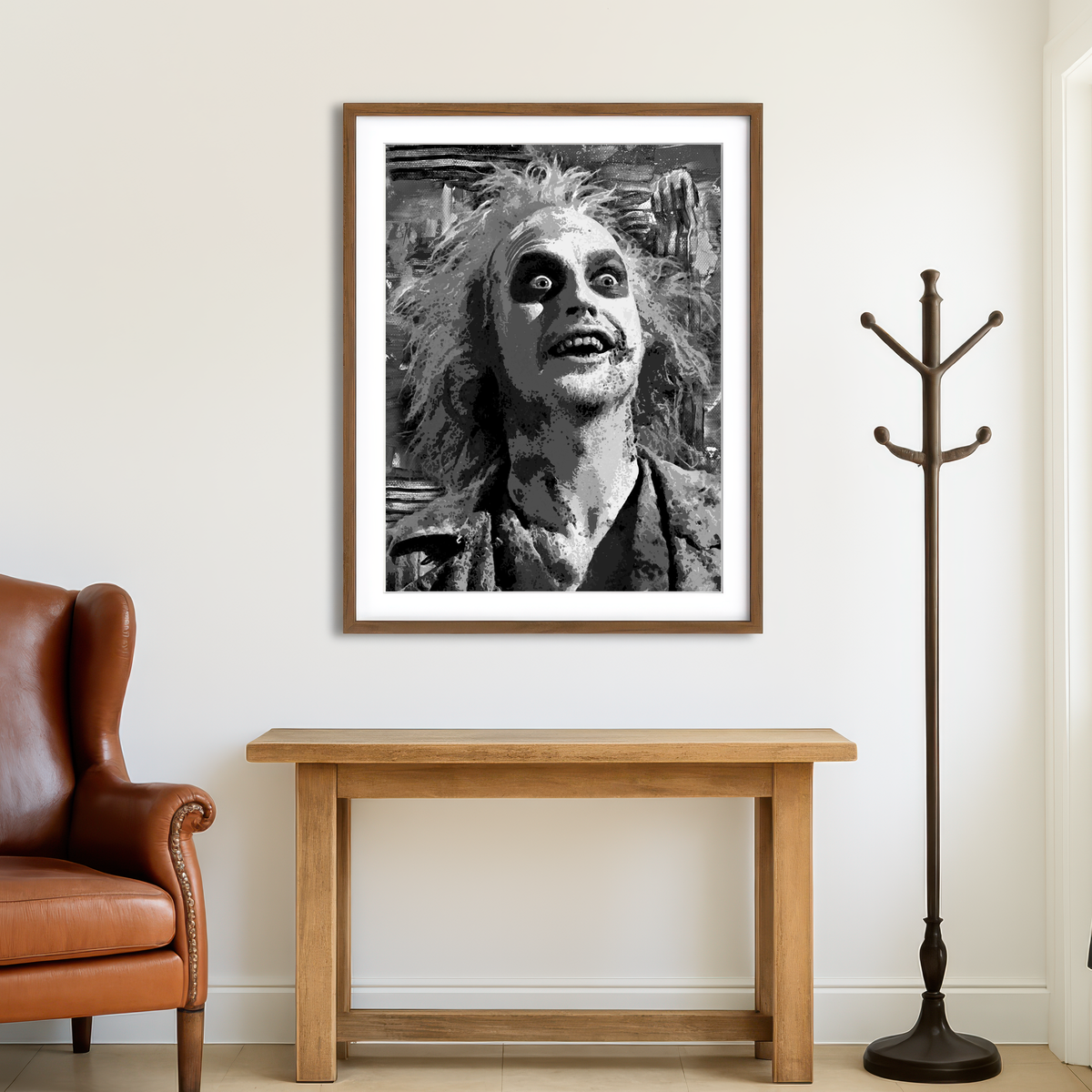 AUTO-MOCKUP ROOM | Beetlejuice Grayscale Wall Art