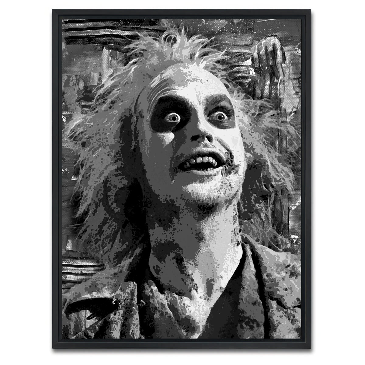 AUTO-MOCKUP WHITE | Beetlejuice Grayscale | 1 Piece | Black Framed Canvas | group=3x4
