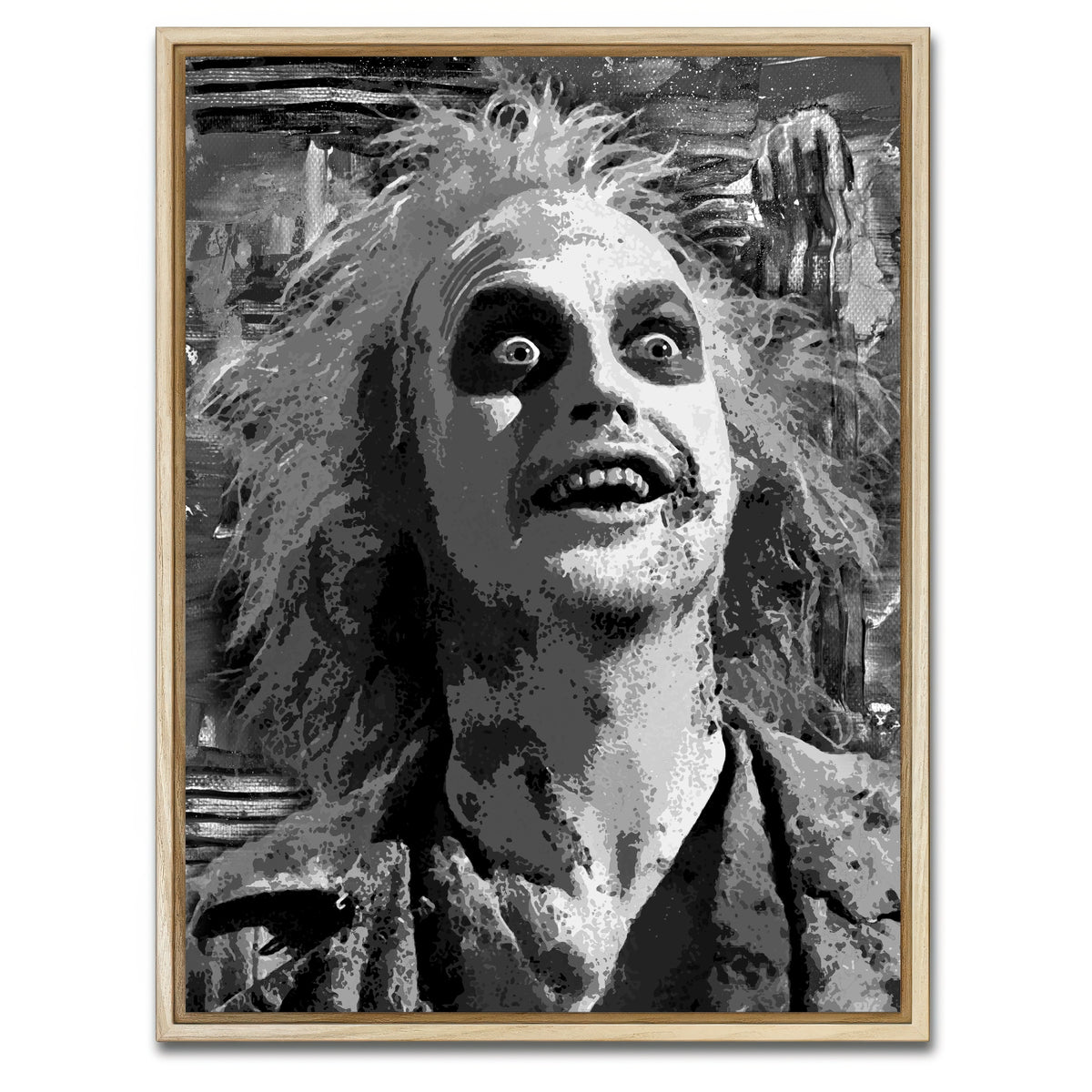 AUTO-MOCKUP WHITE | Beetlejuice Grayscale | 1 Piece | Natural Framed Canvas | group=3x4