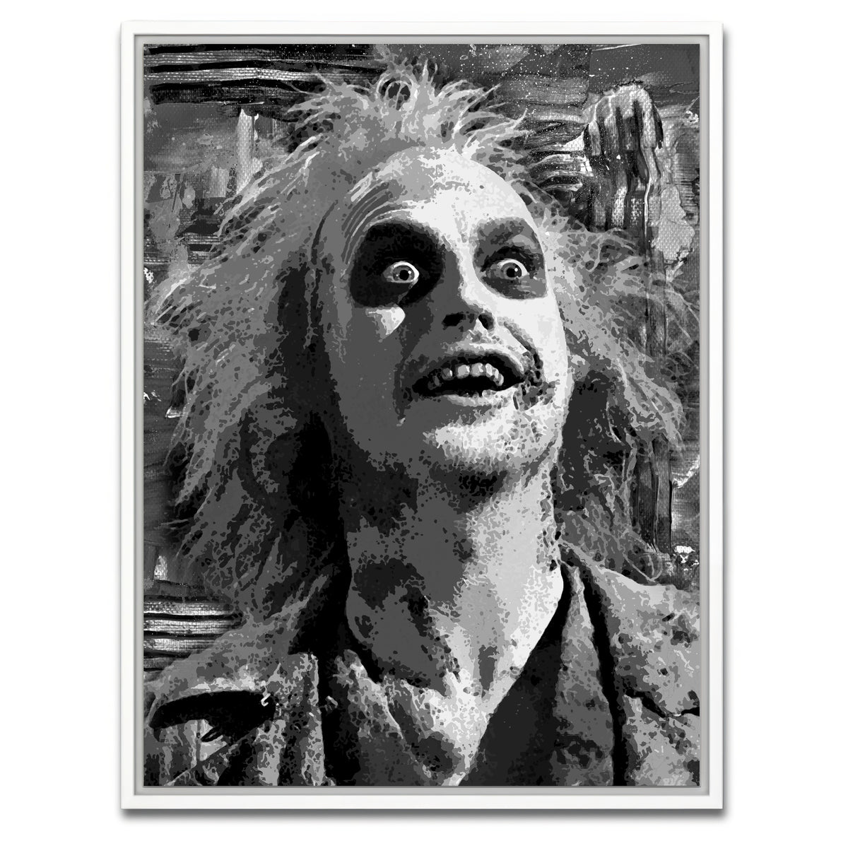 AUTO-MOCKUP WHITE | Beetlejuice Grayscale | 1 Piece | White Framed Canvas | group=3x4