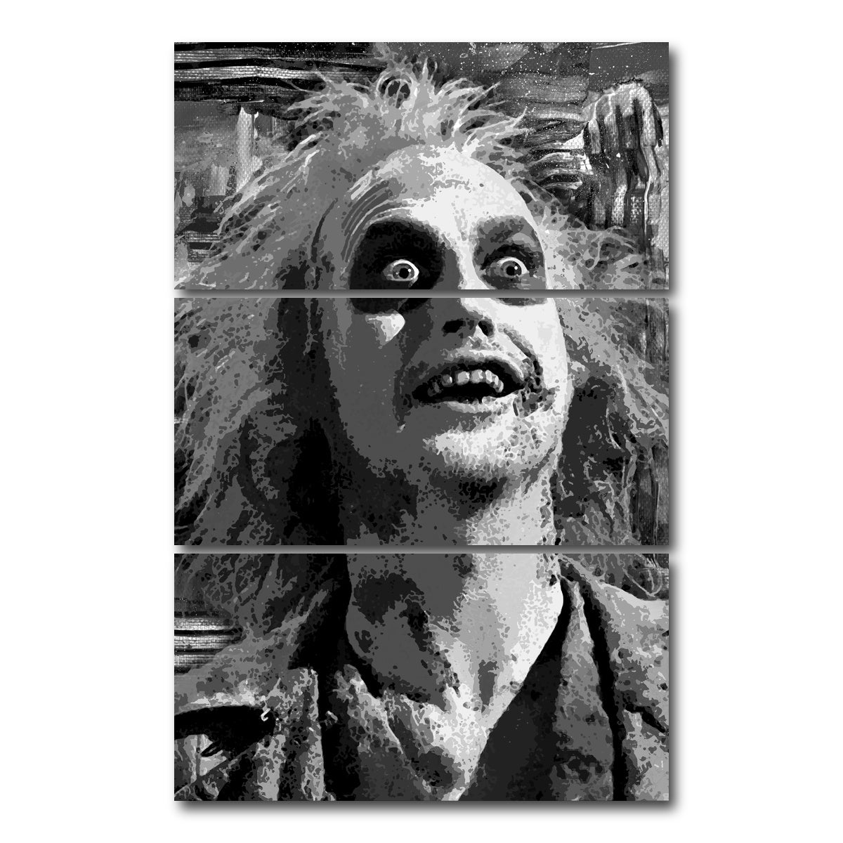 AUTO-MOCKUP WHITE | Beetlejuice Grayscale | 3 Piece | Gallery Wrap Canvas | group=12x24_stacked