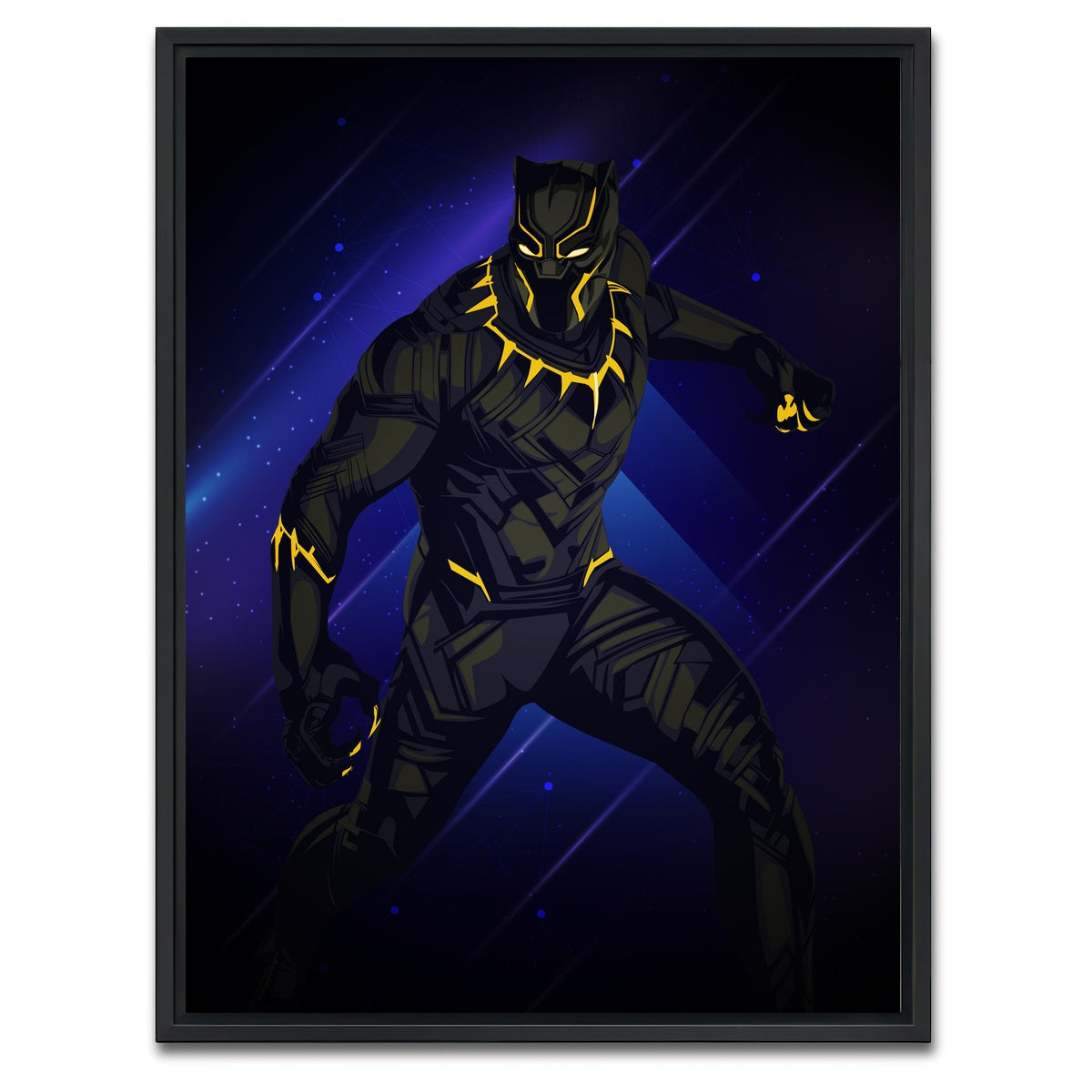 AUTO-MOCKUP WHITE | Black Panther on Blue | 1 Piece | Black Framed Canvas | group=3x4