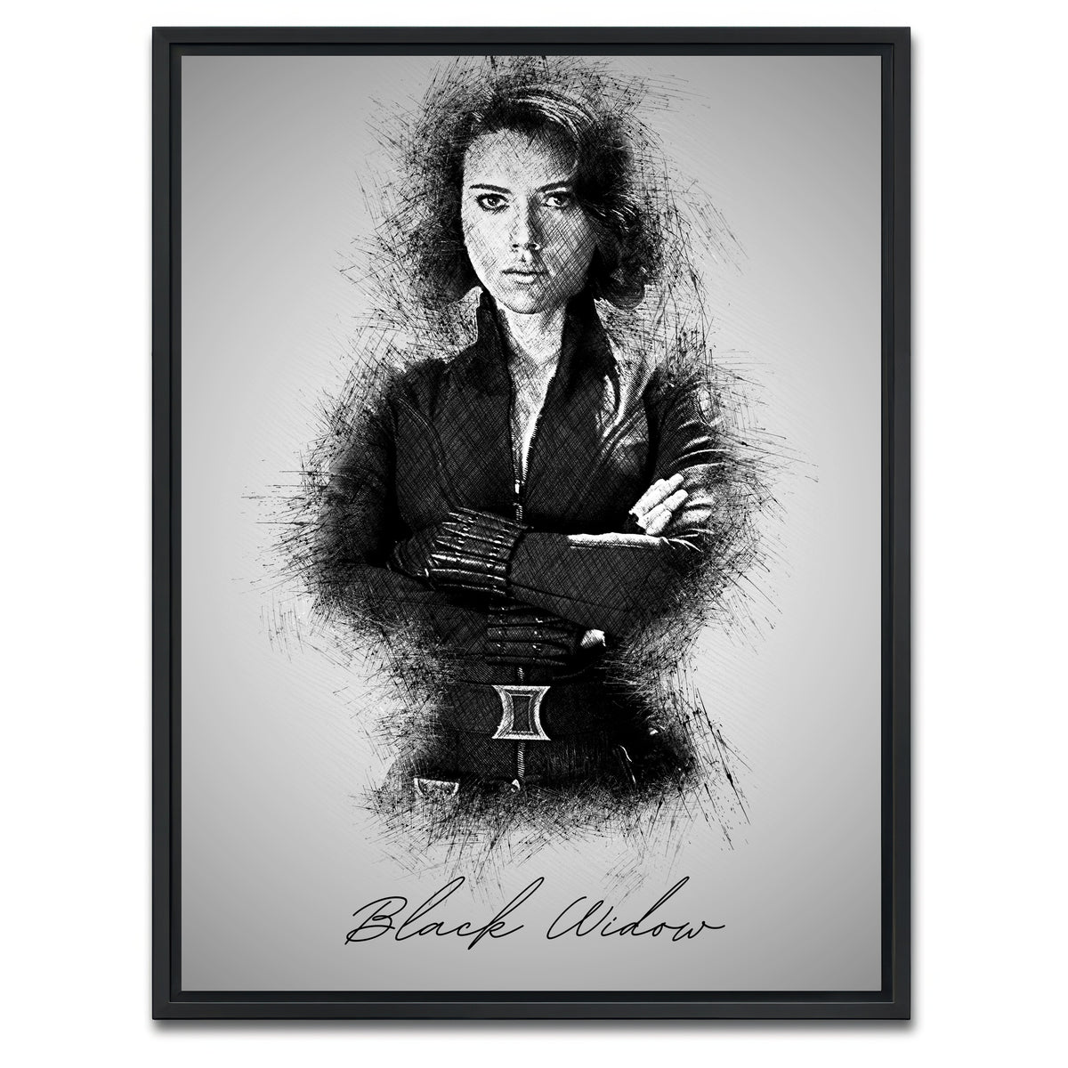 AUTO-MOCKUP WHITE | Black Widow Sketch | 1 Piece | Black Framed Canvas | group=3x4
