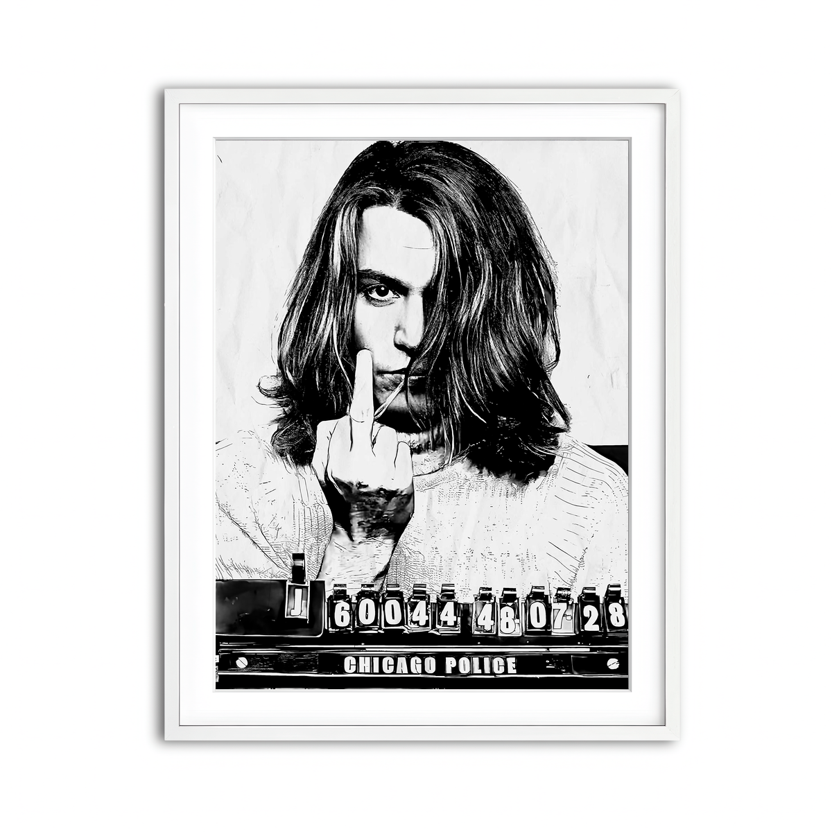 AUTO-MOCKUP WHITE | Blow Mugshot in Ink | 1 Piece | White Framed Print | group=3x4
