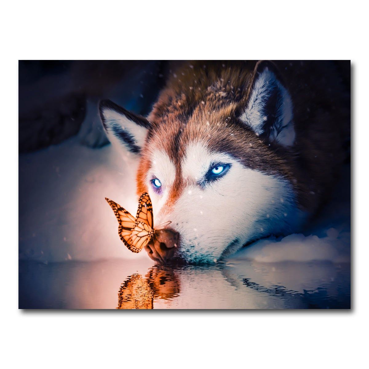AUTO-MOCKUP WHITE | Blue eyes wolf | 1 Piece | Gallery Wrap Canvas | group=4x3