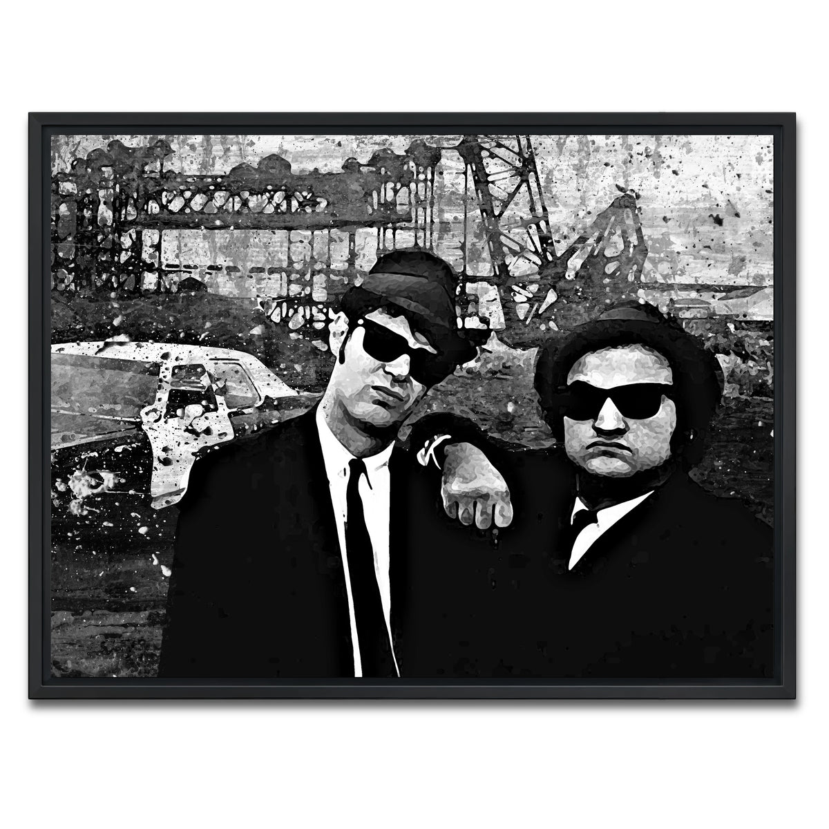 AUTO-MOCKUP WHITE | Blues Brothers grayscale | 1 Piece | Black Framed Canvas | group=4x3