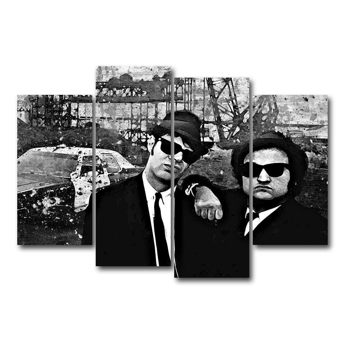 AUTO-MOCKUP WHITE | Blues Brothers grayscale | 4 Piece | Gallery Wrap Canvas | group=4_short