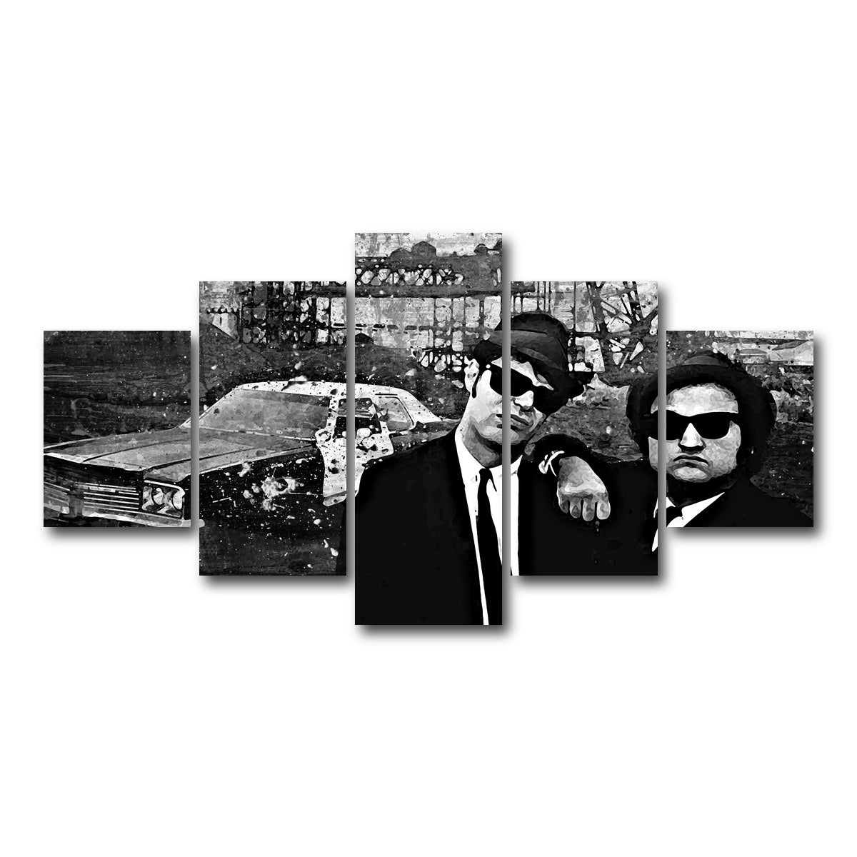 AUTO-MOCKUP WHITE | Blues Brothers grayscale | 5 Piece | Gallery Wrap Canvas | group=5_short