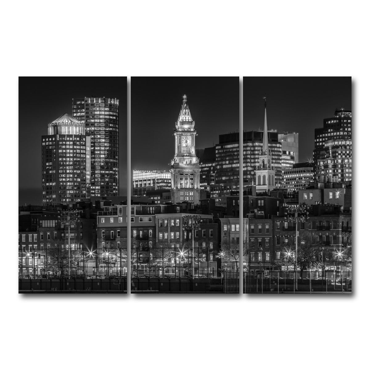AUTO-MOCKUP WHITE | Boston At Night | 3 Piece | Gallery Wrap Canvas | group=12x24
