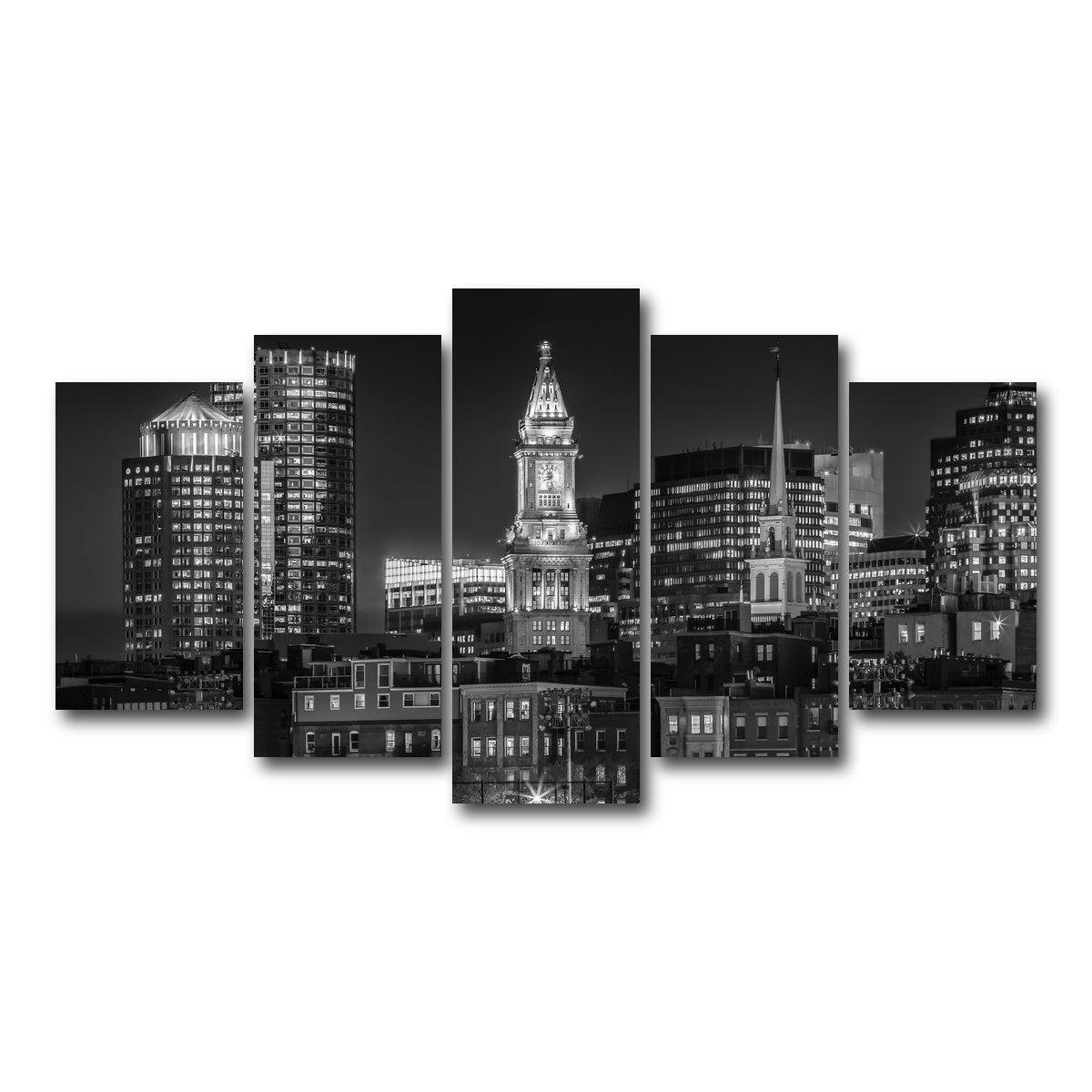 AUTO-MOCKUP WHITE | Boston At Night | 5 Piece | Gallery Wrap Canvas | group=5_normal