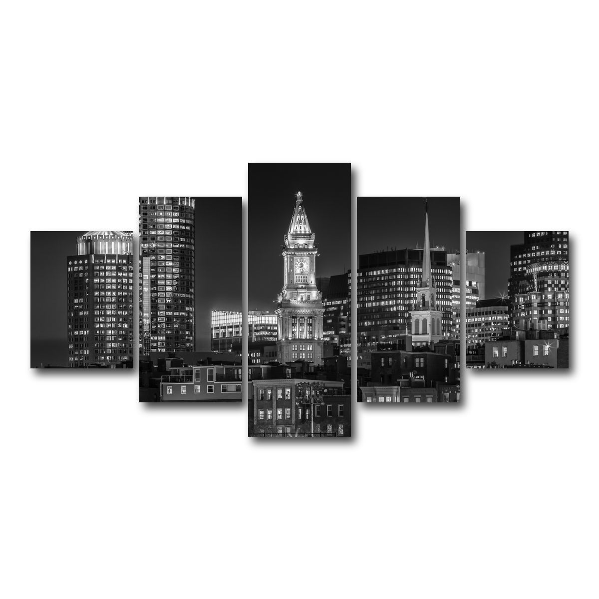 AUTO-MOCKUP WHITE | Boston At Night | 5 Piece | Gallery Wrap Canvas | group=5_short