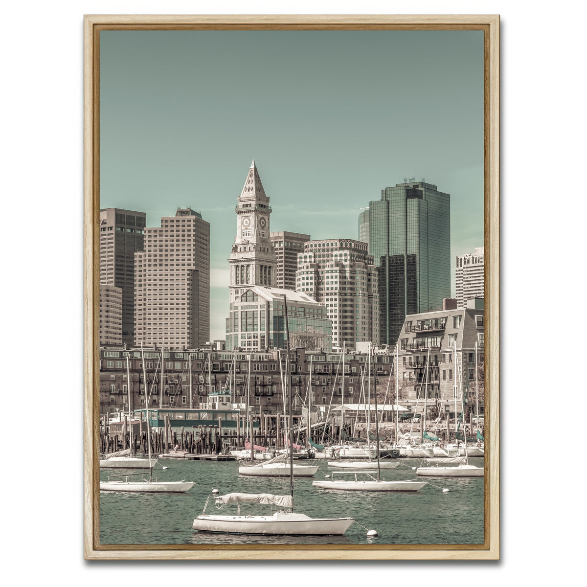 AUTO-MOCKUP WHITE | Boston Cityscape North End | 1 Piece | Natural Framed Canvas | group=3x4
