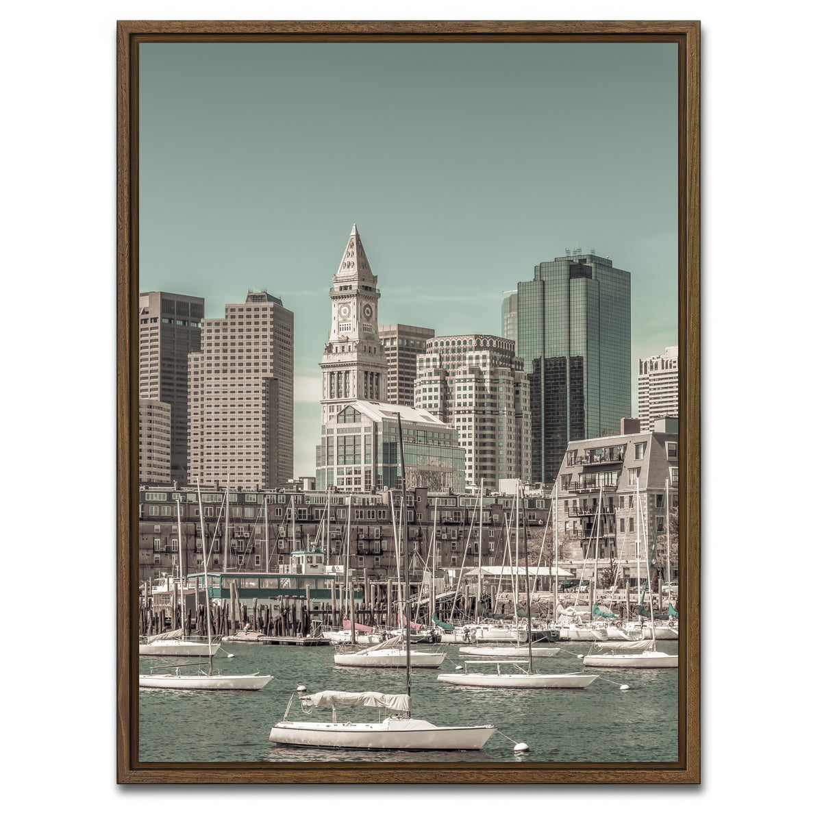 AUTO-MOCKUP WHITE | Boston Cityscape North End | 1 Piece | Walnut Framed Canvas | group=3x4