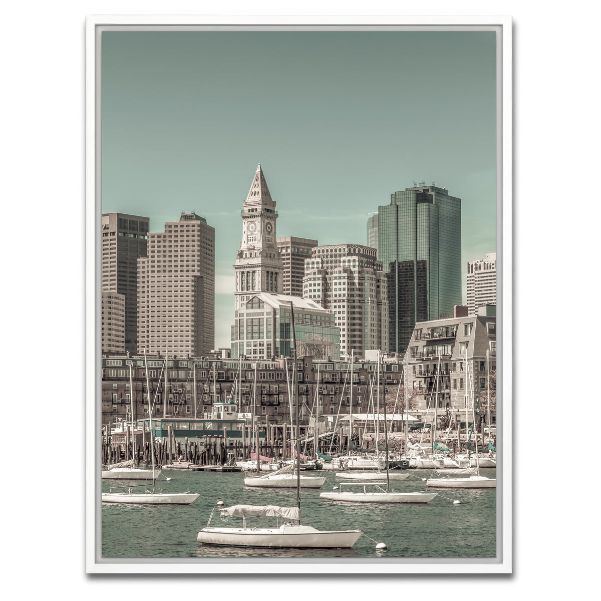 AUTO-MOCKUP WHITE | Boston Cityscape North End | 1 Piece | White Framed Canvas | group=3x4