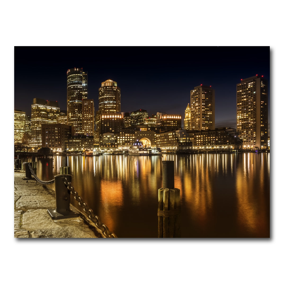 AUTO-MOCKUP WHITE | Boston Fan Pier Park & Skyline at Night | 1 Piece | Gallery Wrap Canvas | group=4x3