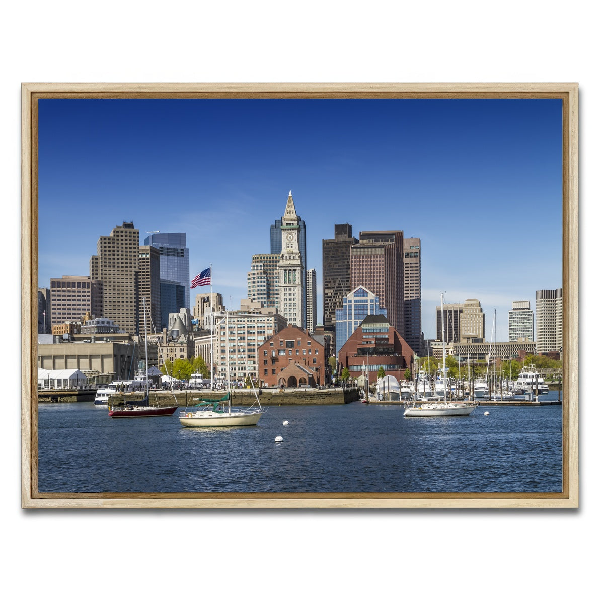 AUTO-MOCKUP WHITE | Boston Skyline North End & Financial District | 1 Piece | Natural Framed Canvas | group=4x3