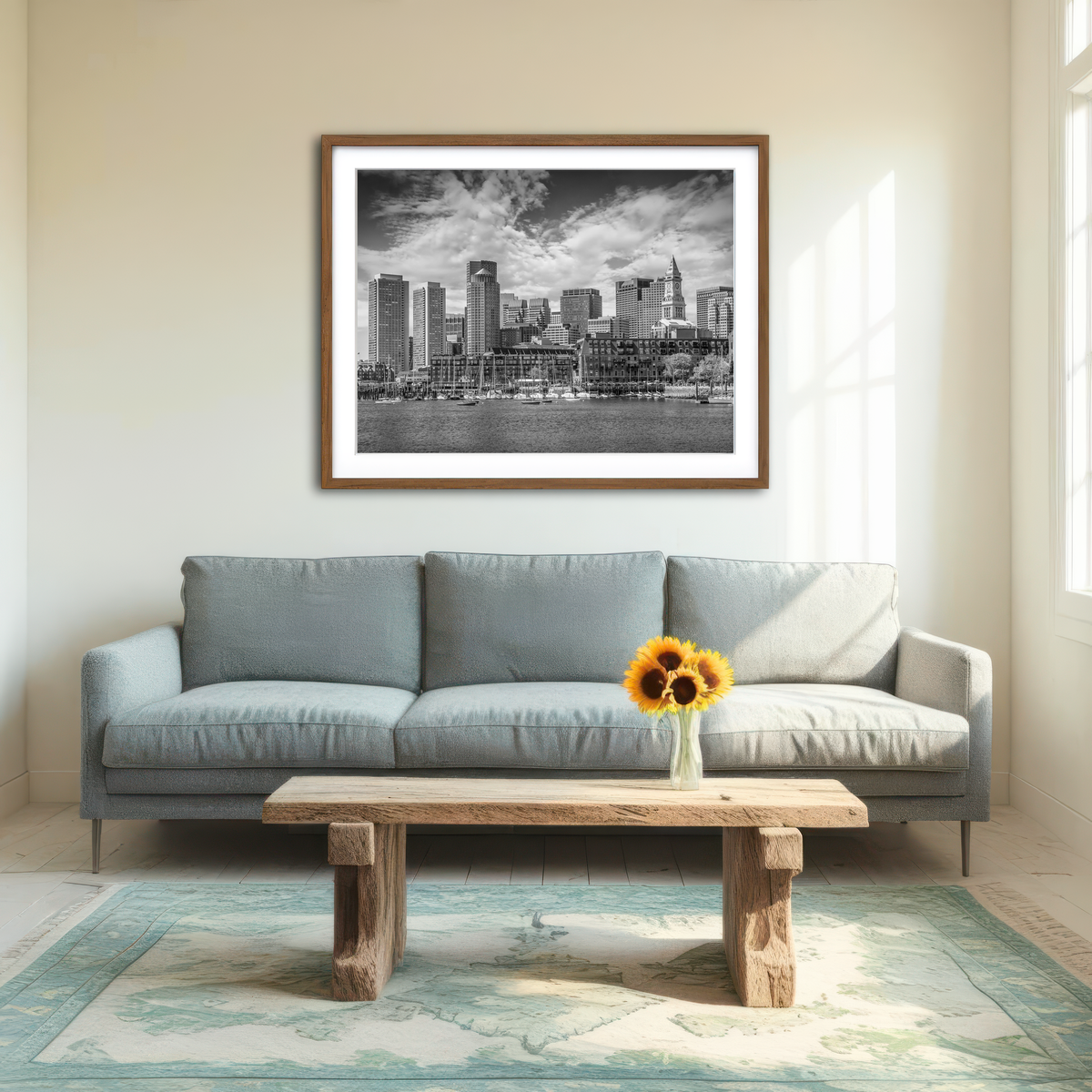AUTO-MOCKUP ROOM | Boston Skyline North End Wall Art