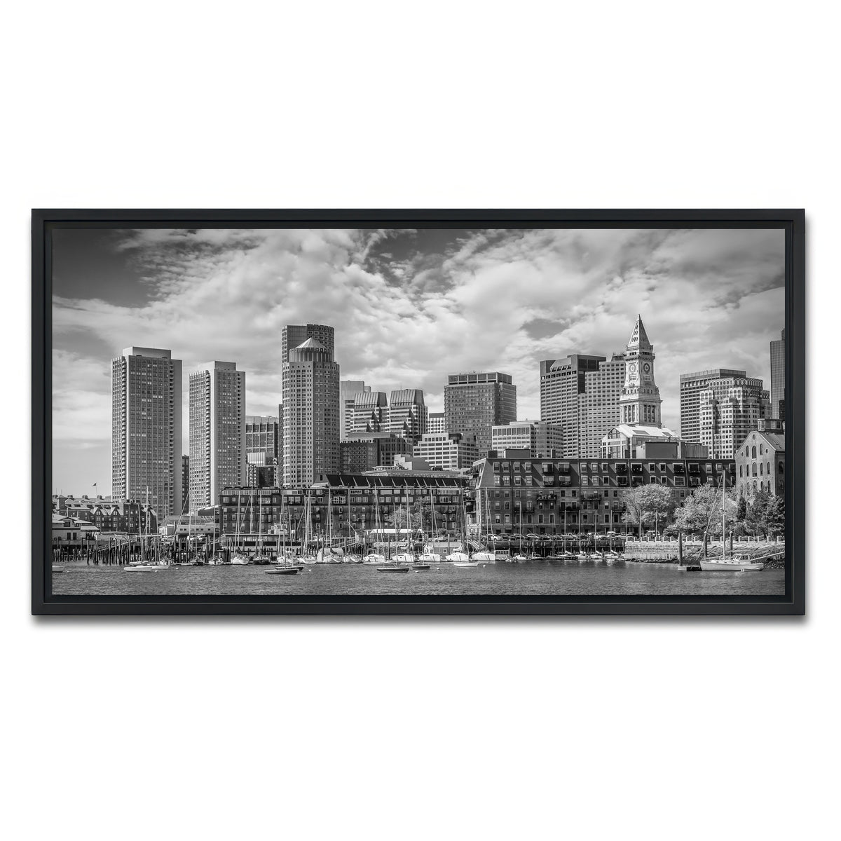 AUTO-MOCKUP WHITE | Boston Skyline North End | 1 Piece | Black Framed Canvas | group=2x1