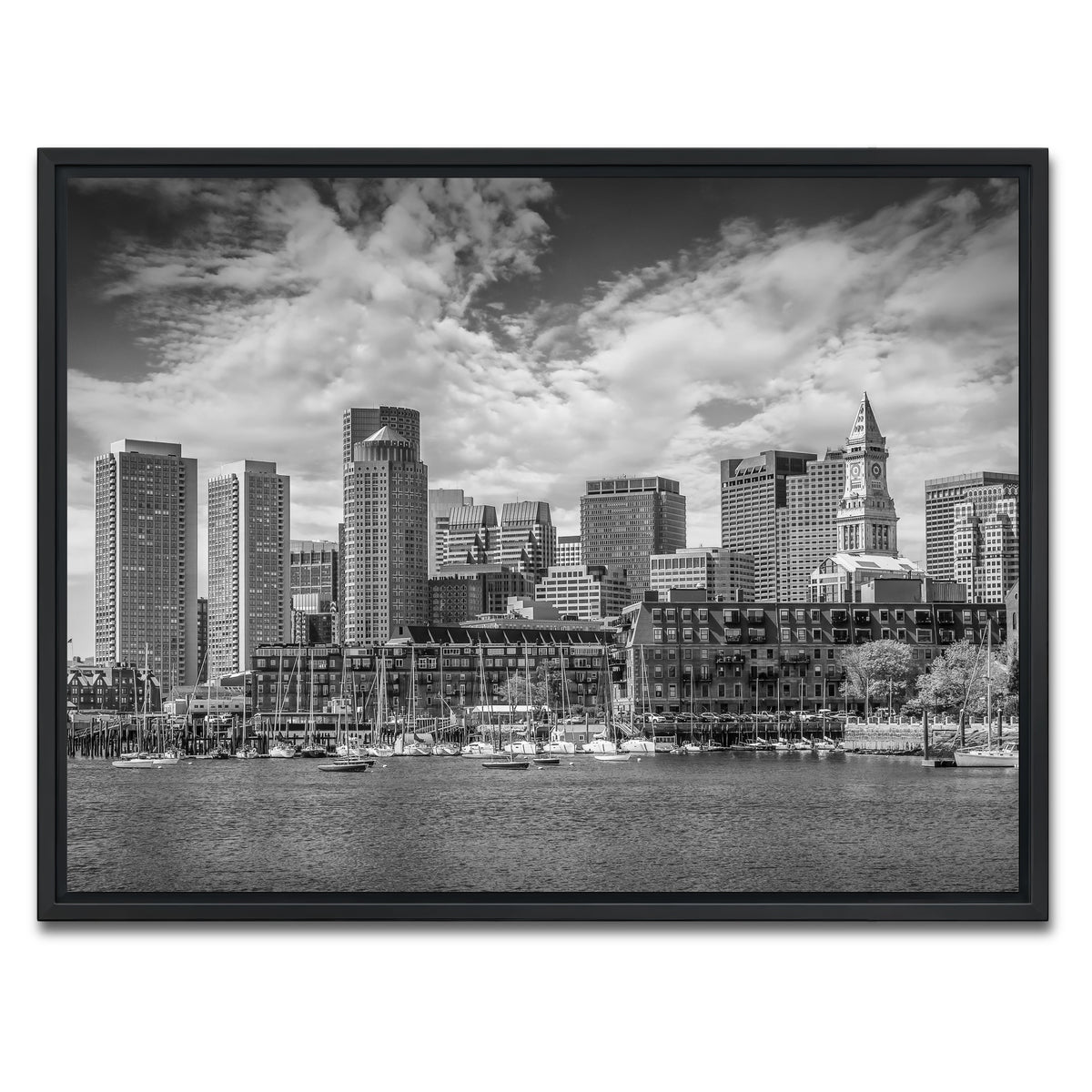 AUTO-MOCKUP WHITE | Boston Skyline North End | 1 Piece | Black Framed Canvas | group=4x3
