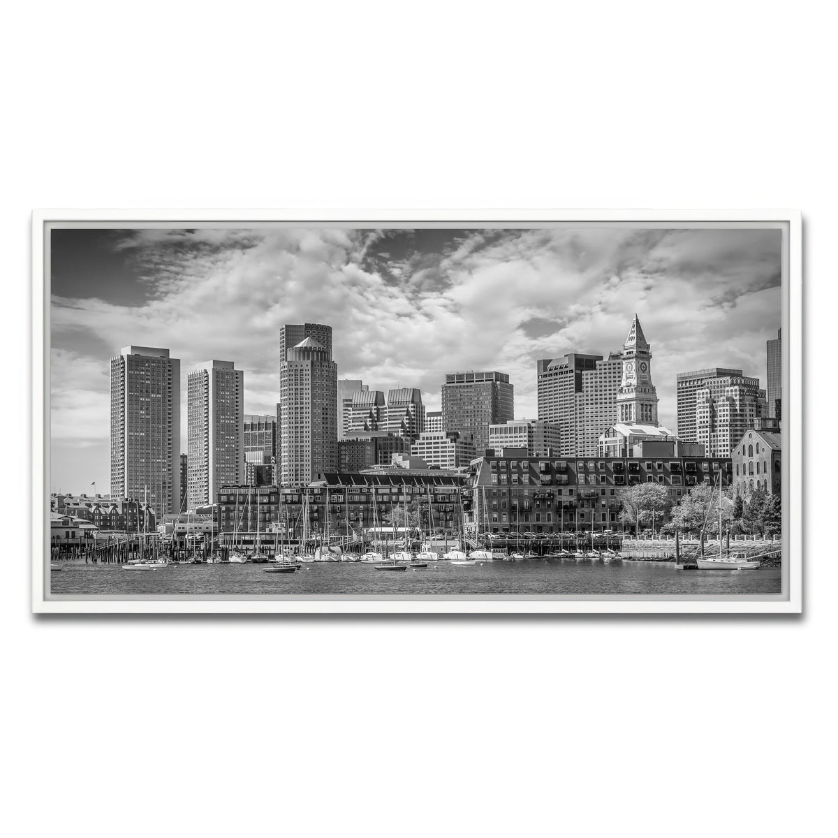 AUTO-MOCKUP WHITE | Boston Skyline North End | 1 Piece | White Framed Canvas | group=2x1