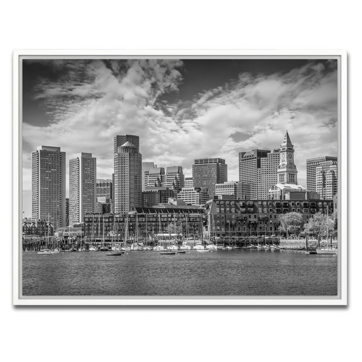 AUTO-MOCKUP WHITE | Boston Skyline North End | 1 Piece | White Framed Canvas | group=4x3