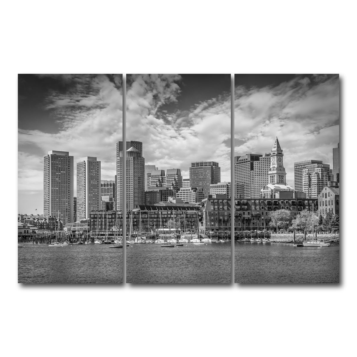 AUTO-MOCKUP WHITE | Boston Skyline North End | 3 Piece | Gallery Wrap Canvas | group=12x24