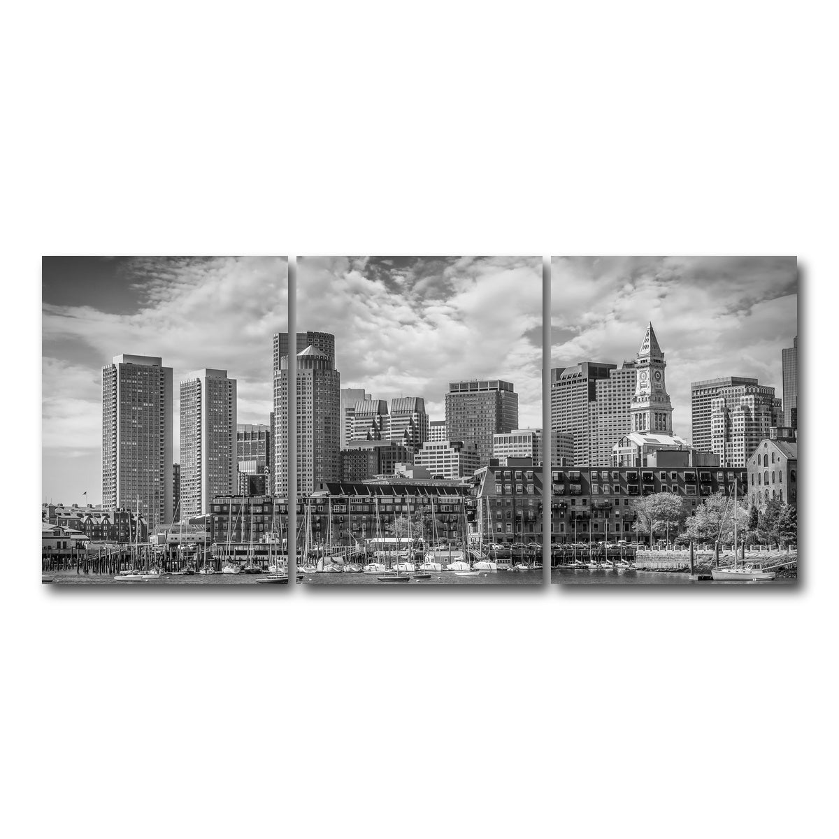 AUTO-MOCKUP WHITE | Boston Skyline North End | 3 Piece | Gallery Wrap Canvas | group=18x24