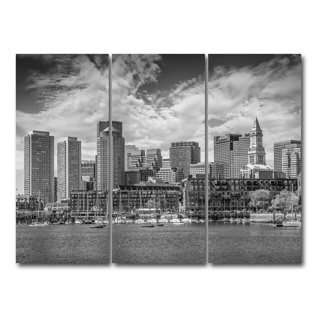 AUTO-MOCKUP WHITE | Boston Skyline North End | 3 Piece | Gallery Wrap Canvas | group=8x18