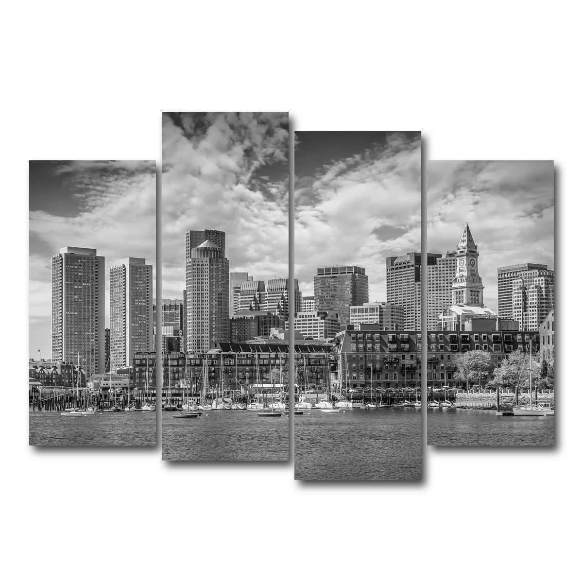 AUTO-MOCKUP WHITE | Boston Skyline North End | 4 Piece | Gallery Wrap Canvas | group=4_normal