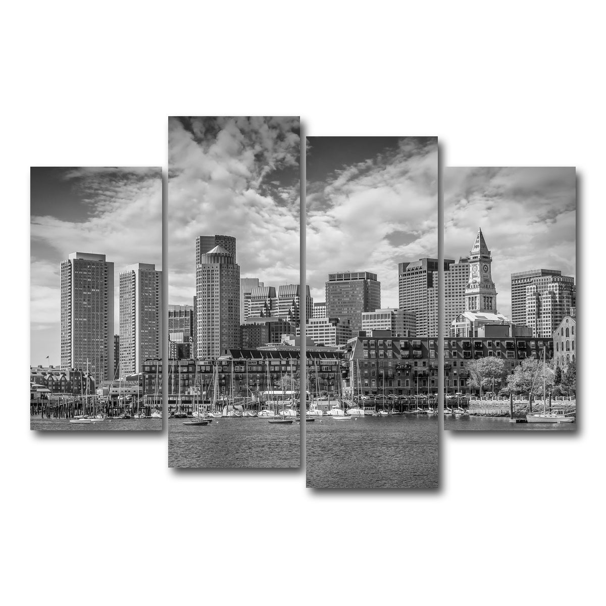 AUTO-MOCKUP WHITE | Boston Skyline North End | 4 Piece | Gallery Wrap Canvas | group=4_short