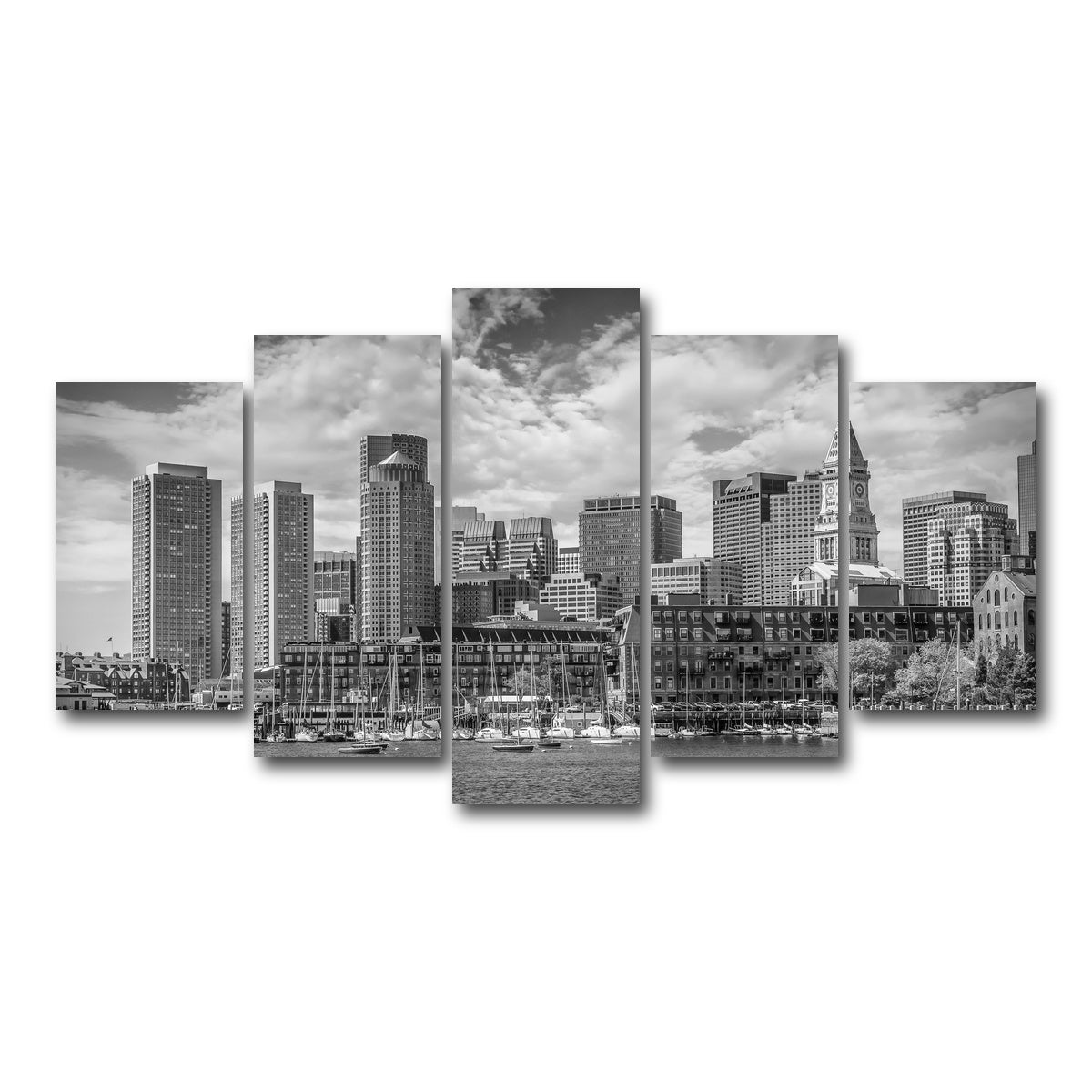 AUTO-MOCKUP WHITE | Boston Skyline North End | 5 Piece | Gallery Wrap Canvas | group=5_normal