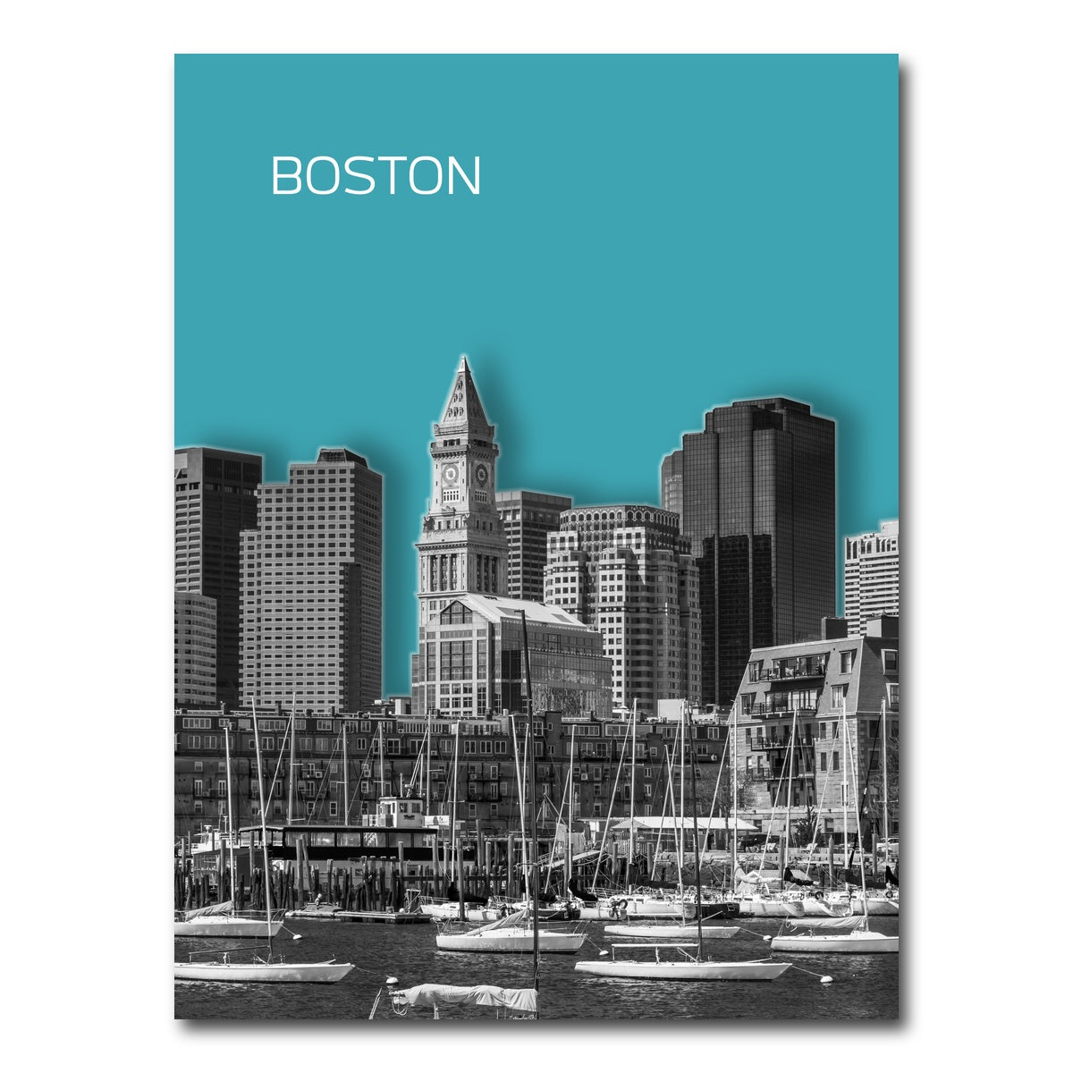 AUTO-MOCKUP WHITE | Boston Skyline Turquoise | 1 Piece | Gallery Wrap Canvas | group=3x4