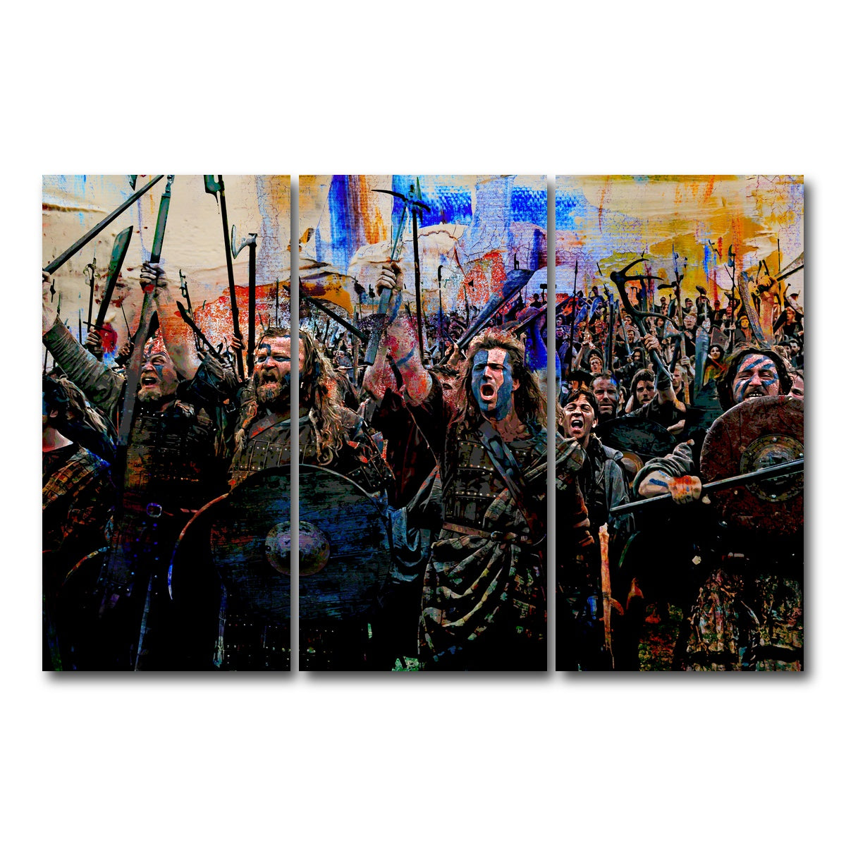 AUTO-MOCKUP WHITE | Braveheart Battle | 3 Piece | Gallery Wrap Canvas | group=12x24