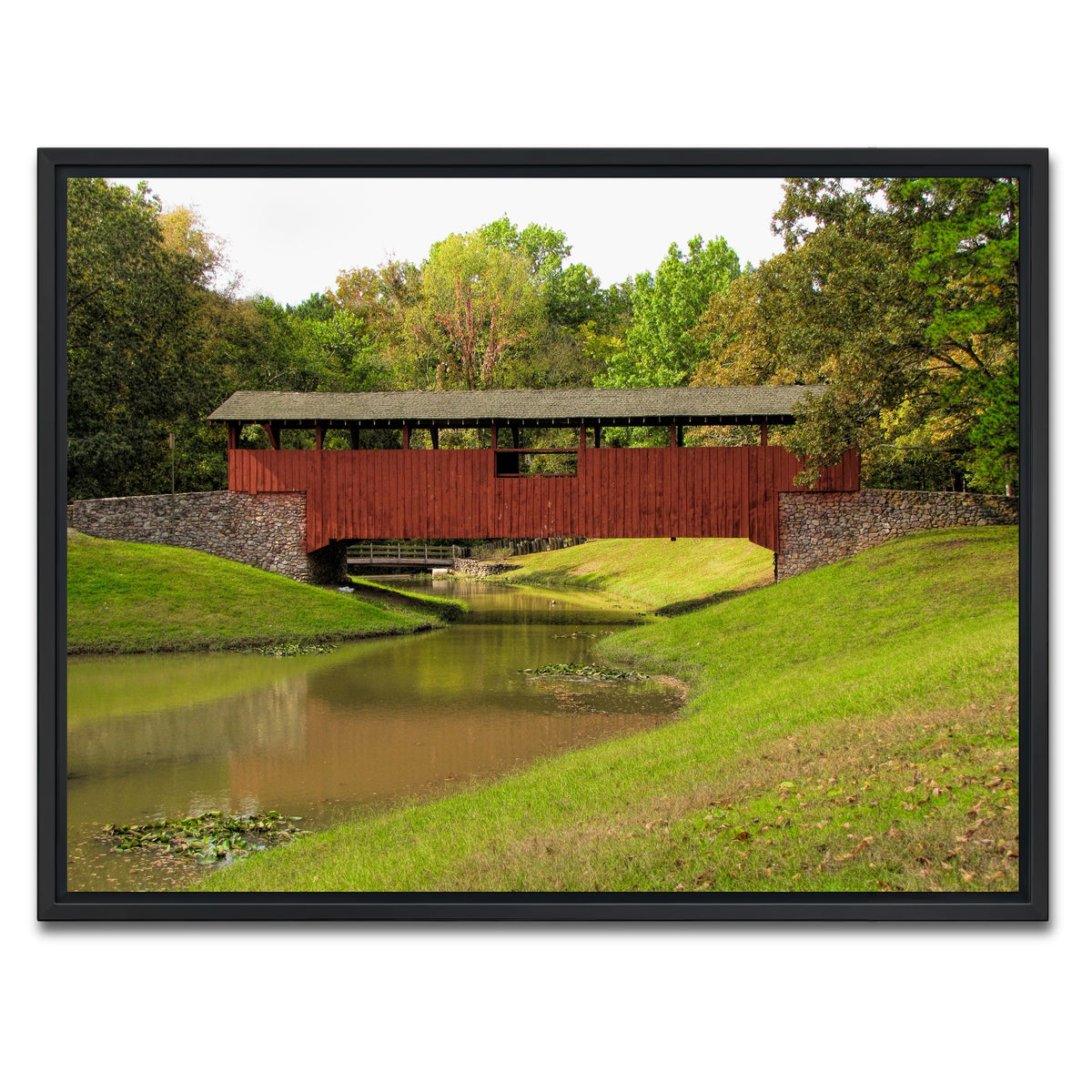 AUTO-MOCKUP WHITE | Burns Park Covered Bridge | 1 Piece | Black Framed Canvas | group=4x3