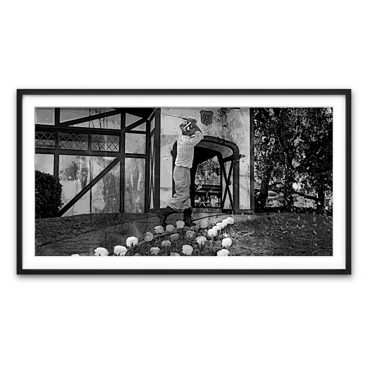 AUTO-MOCKUP WHITE | Caddyshack Cinderella Story Grayscale | 1 Piece | Black Framed Print | group=2x1