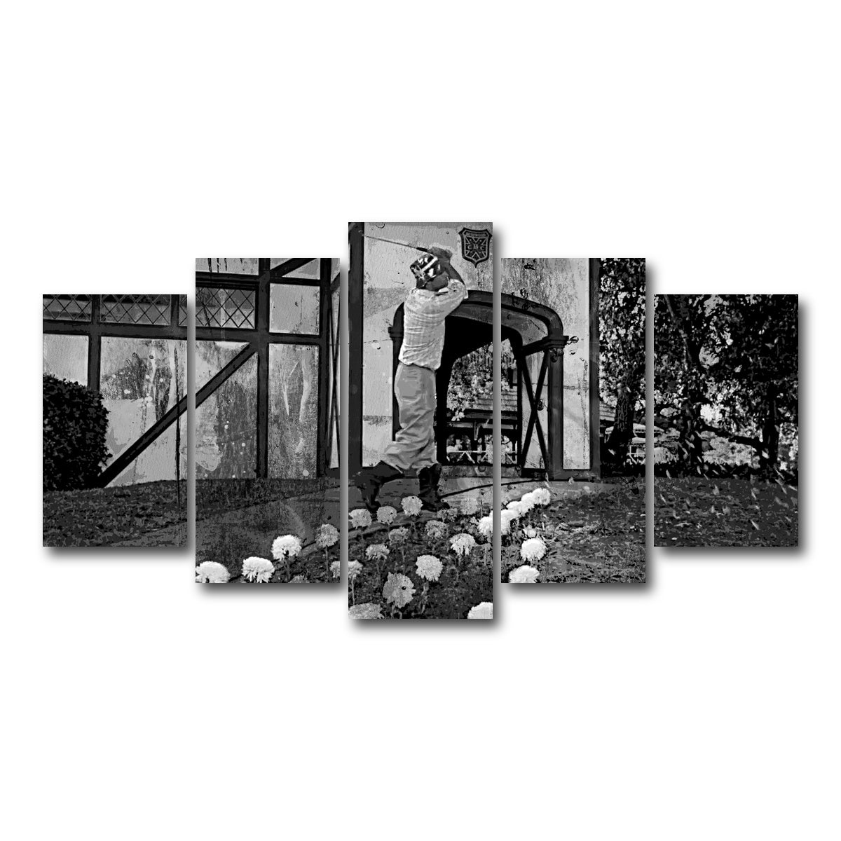 AUTO-MOCKUP WHITE | Caddyshack Cinderella Story Grayscale | 5 Piece | Gallery Wrap Canvas | group=5_normal