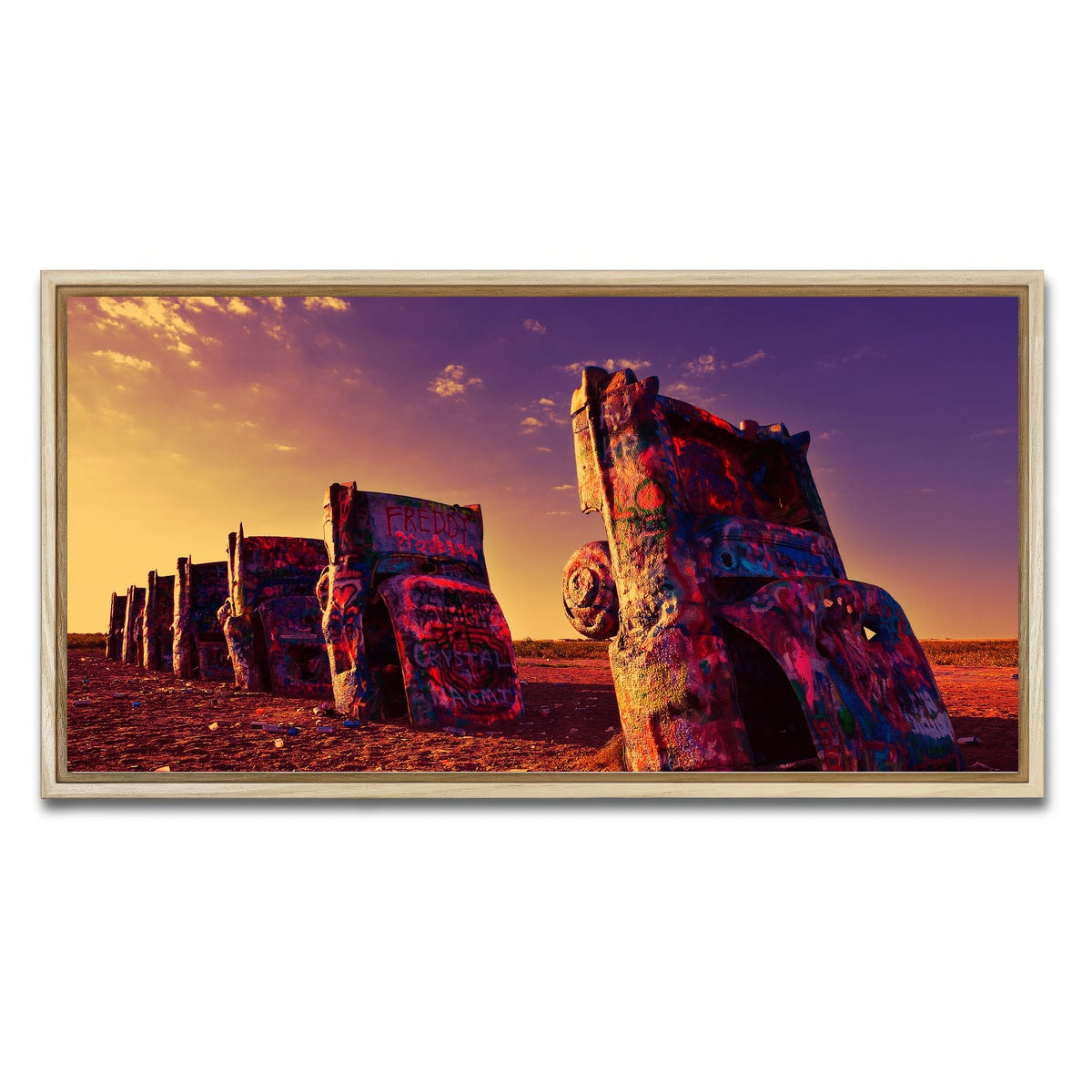AUTO-MOCKUP WHITE | Cadillac Ranch | 1 Piece | Natural Framed Canvas | group=2x1