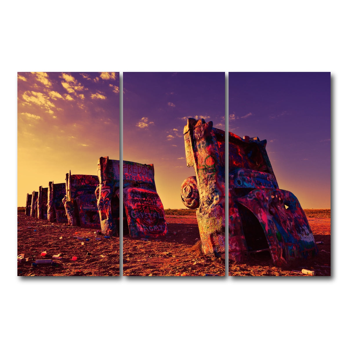 AUTO-MOCKUP WHITE | Cadillac Ranch | 3 Piece | Gallery Wrap Canvas | group=12x24