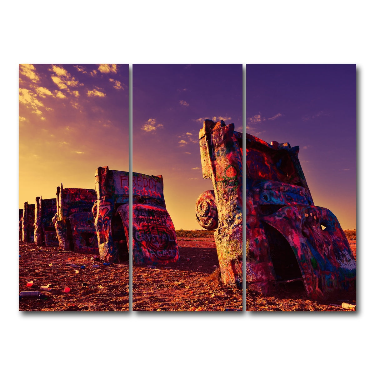 AUTO-MOCKUP WHITE | Cadillac Ranch | 3 Piece | Gallery Wrap Canvas | group=8x18