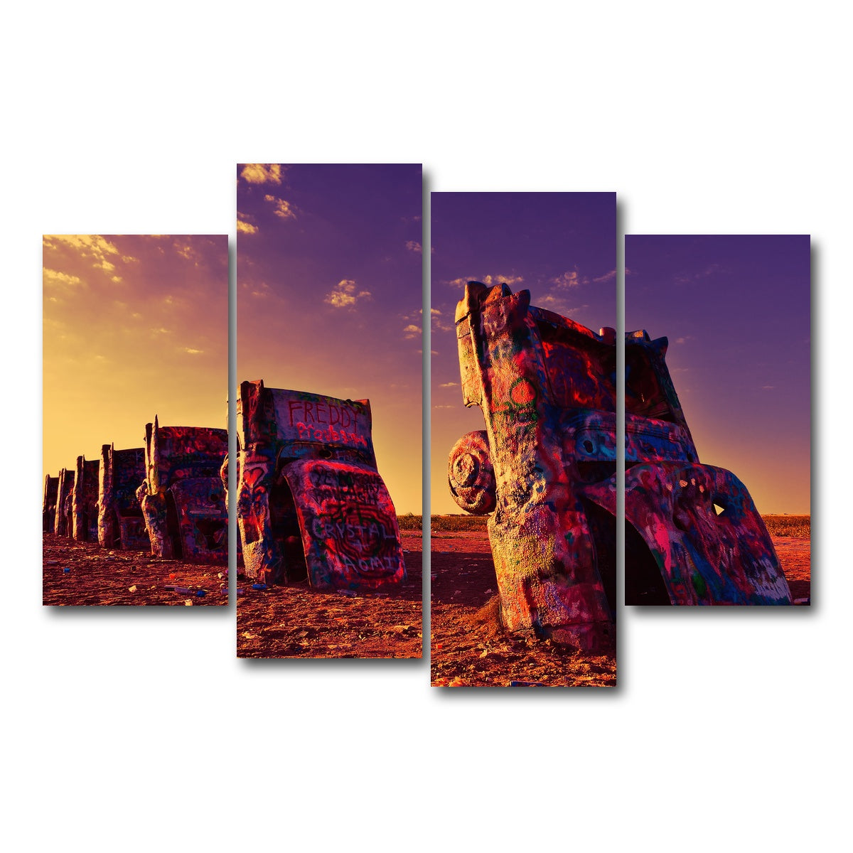 AUTO-MOCKUP WHITE | Cadillac Ranch | 4 Piece | Gallery Wrap Canvas | group=4_short